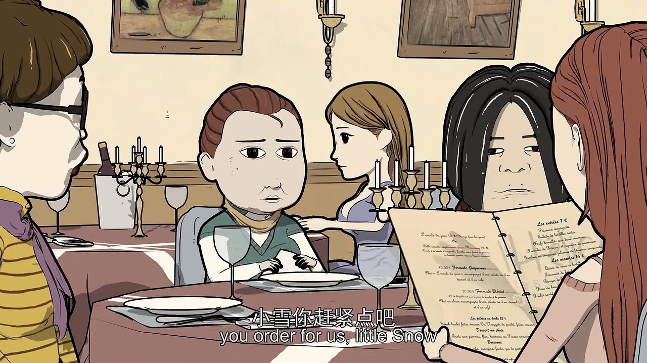 一雪第一次吃西餐,结果英文菜单看不懂,这就很尴尬了