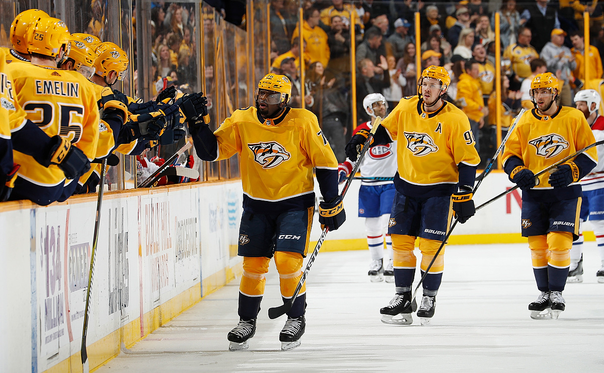nashville, tn - november 22: p.k. subban #76 of the nashville pr