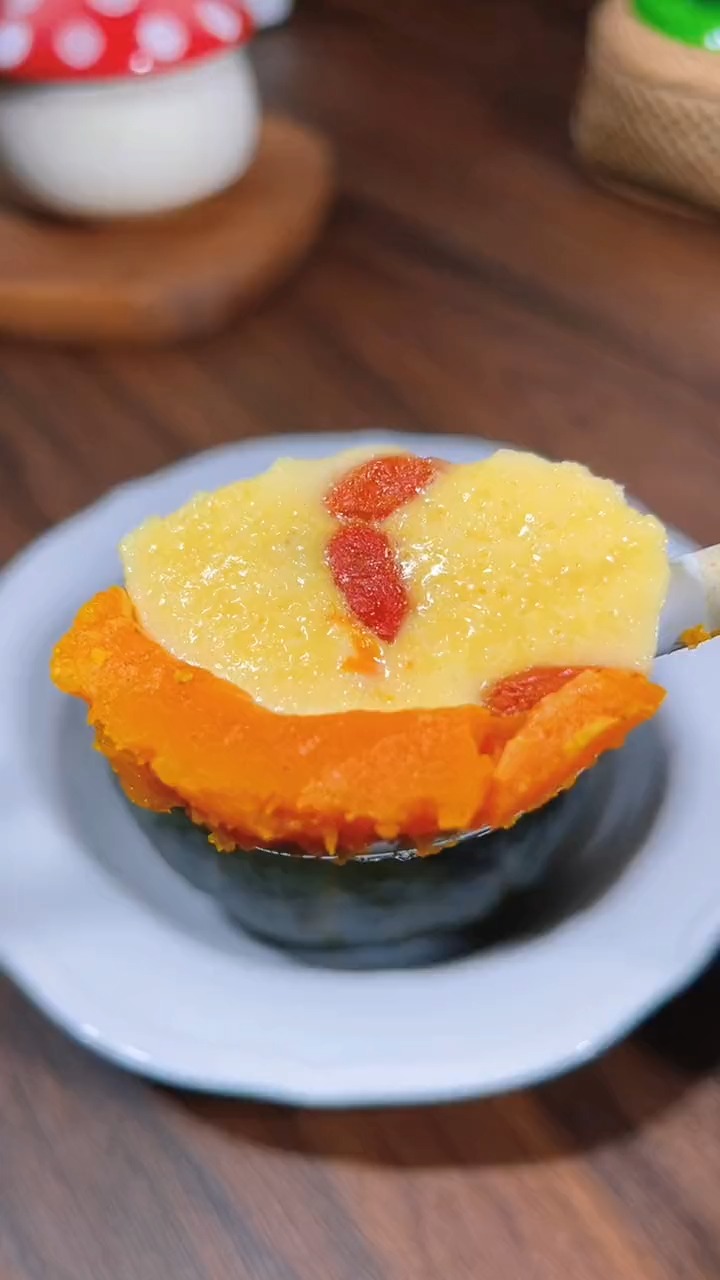 #美食#教你做牛奶南瓜蒸蛋羹一看就会,就是蒸,好吃忘不了