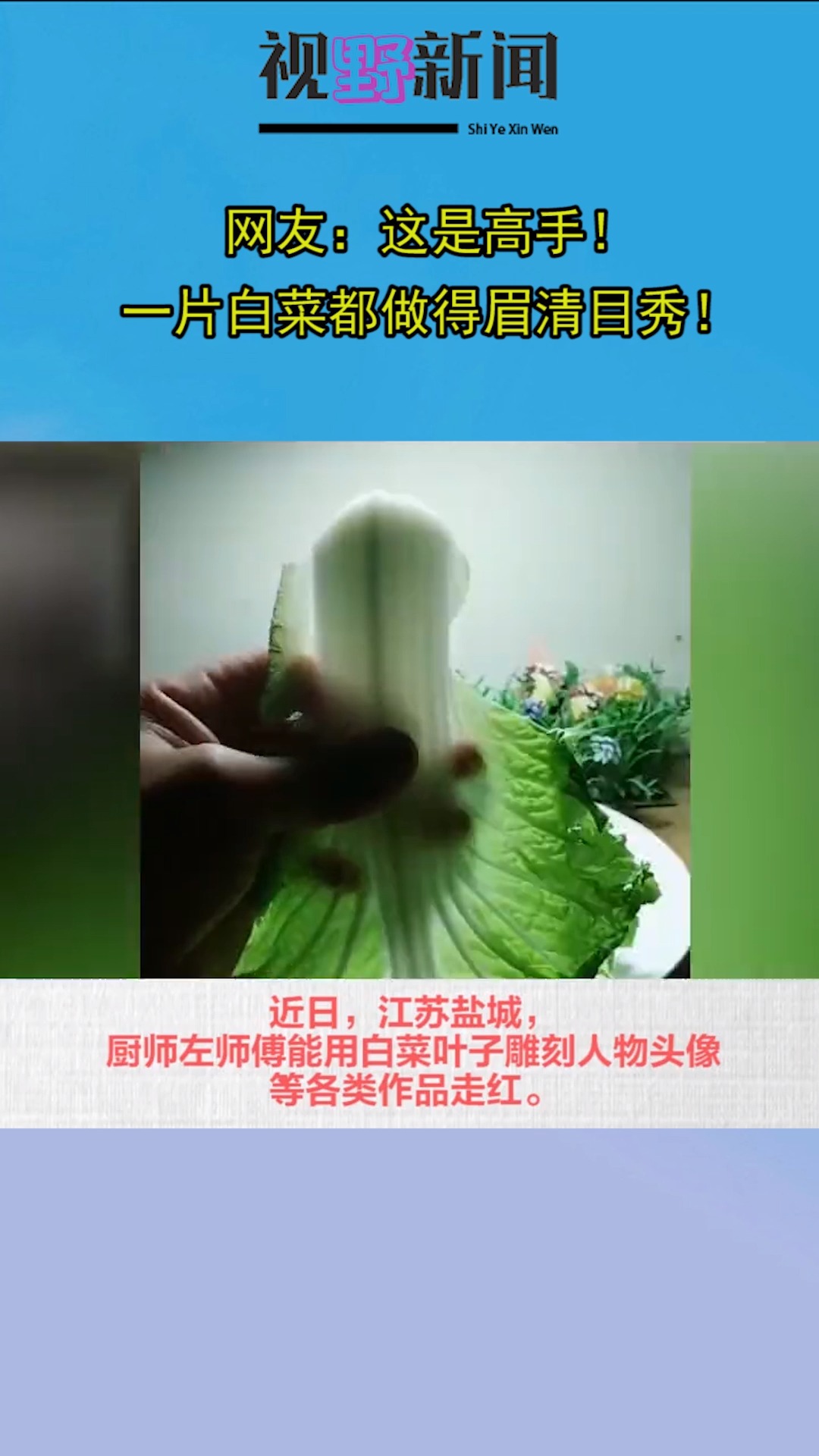 网友:这是高手!一片白菜都做得眉清目秀!