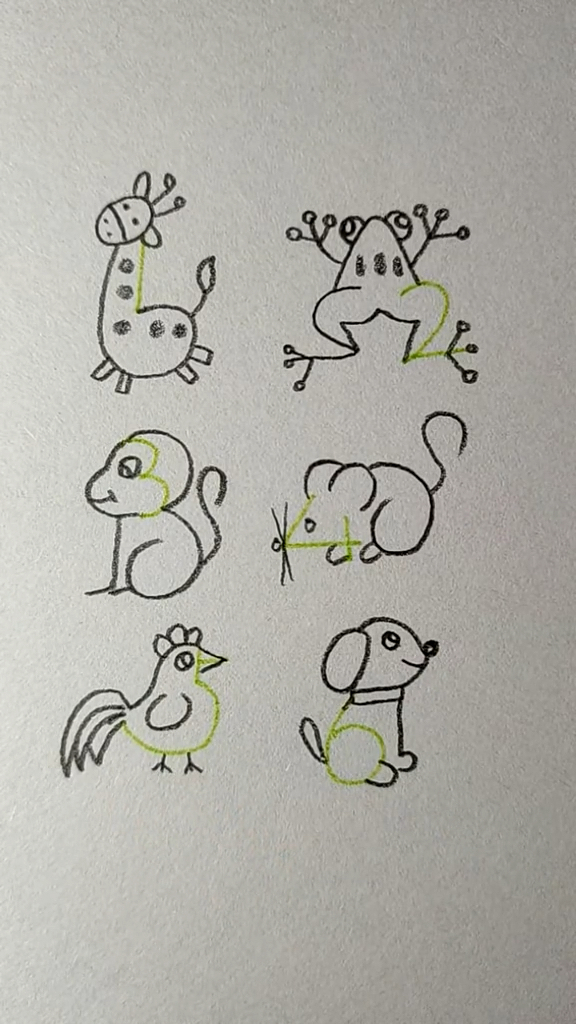 #简笔画#用1-6画六种动物