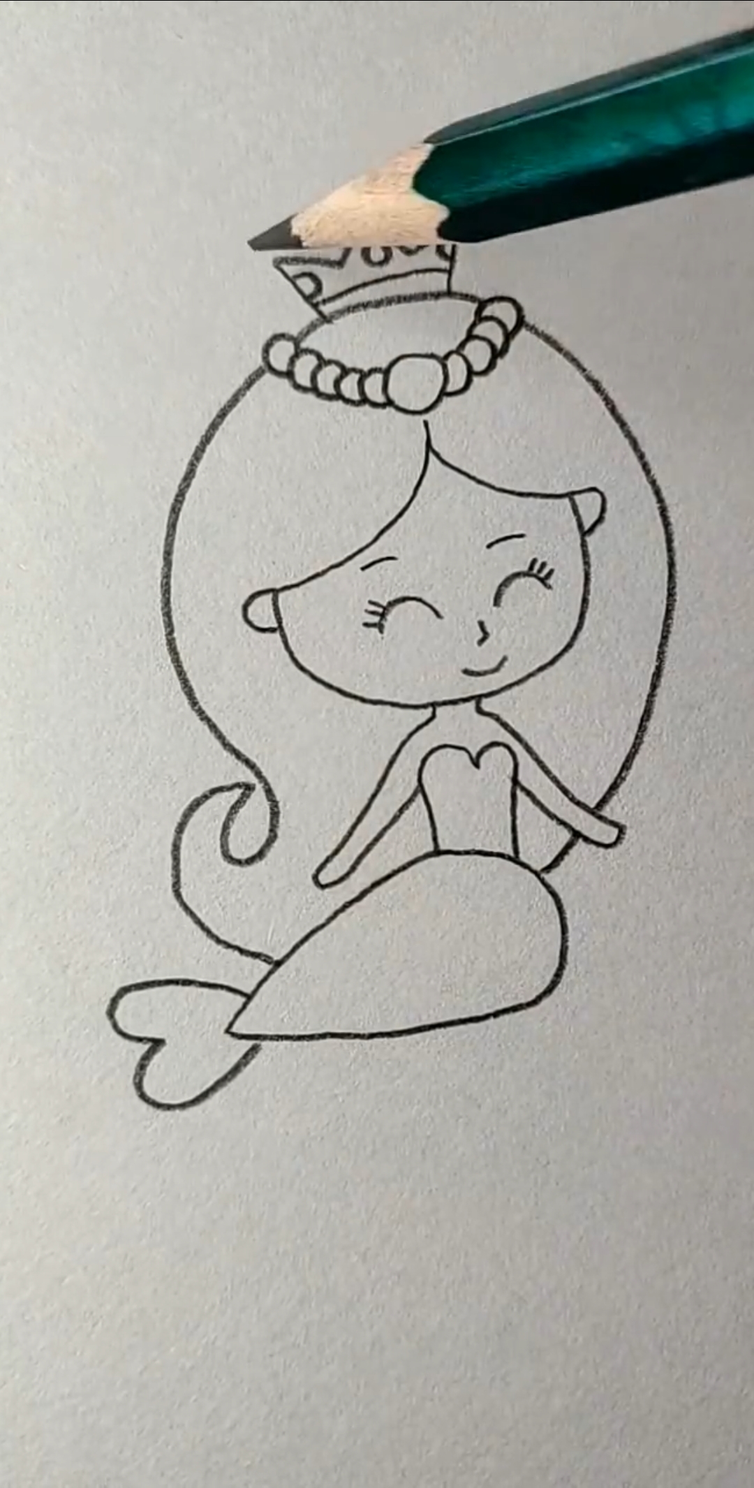 #简笔画#画可爱的人鱼公主,简单易画!