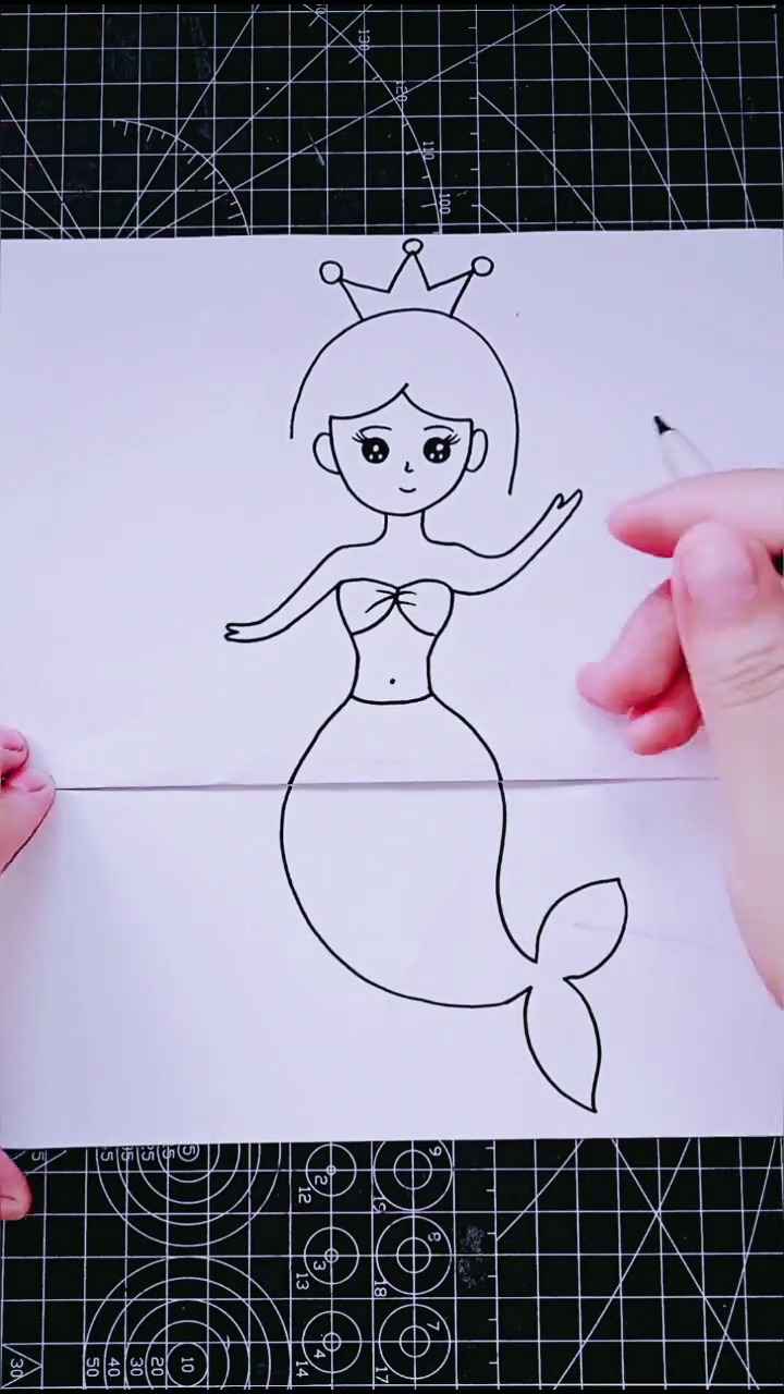 #简笔画#一起来画美人鱼折叠画