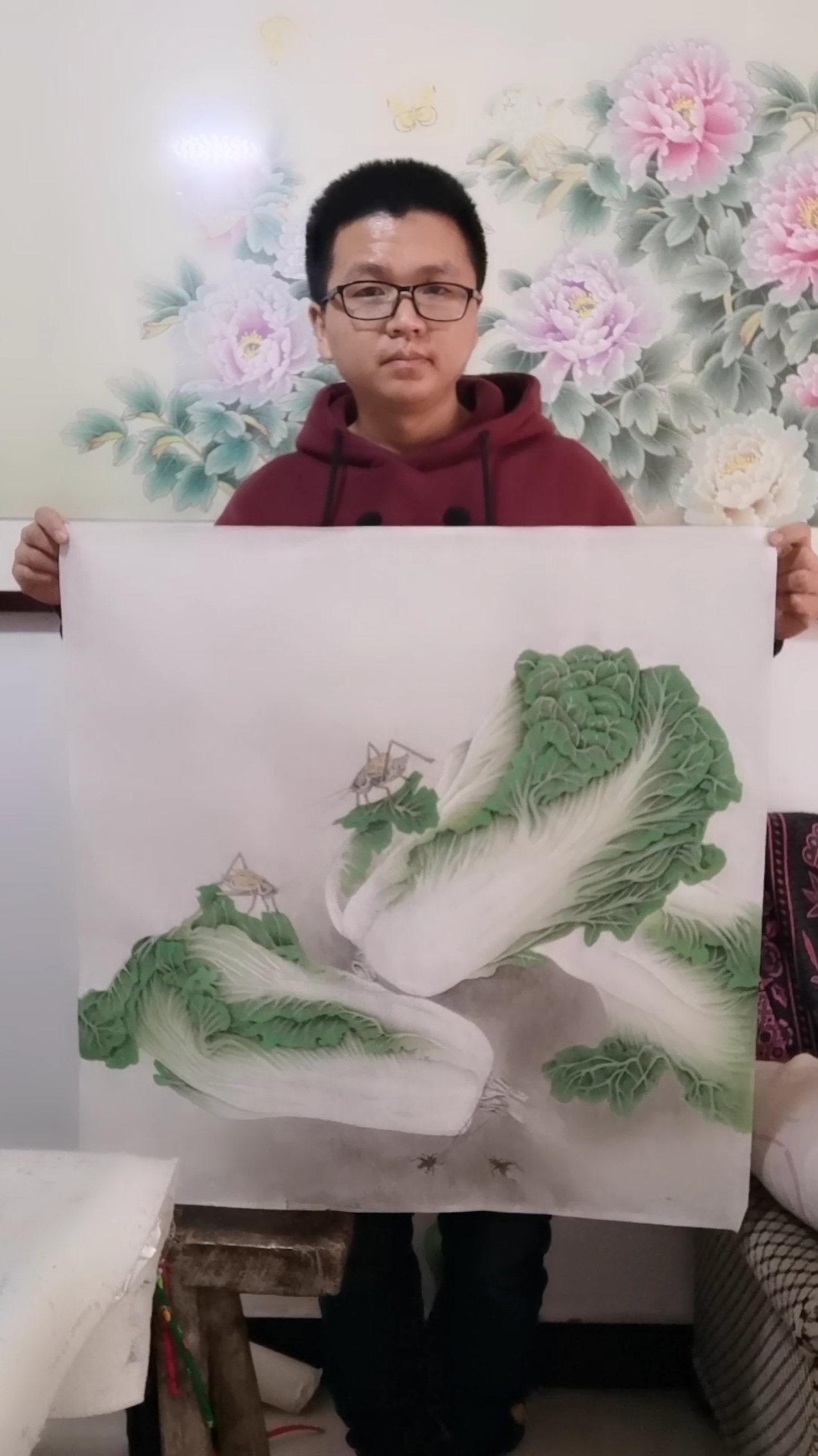 #中国画#百财聚来图，白菜谐音百财，工笔玉白菜！请君欣赏