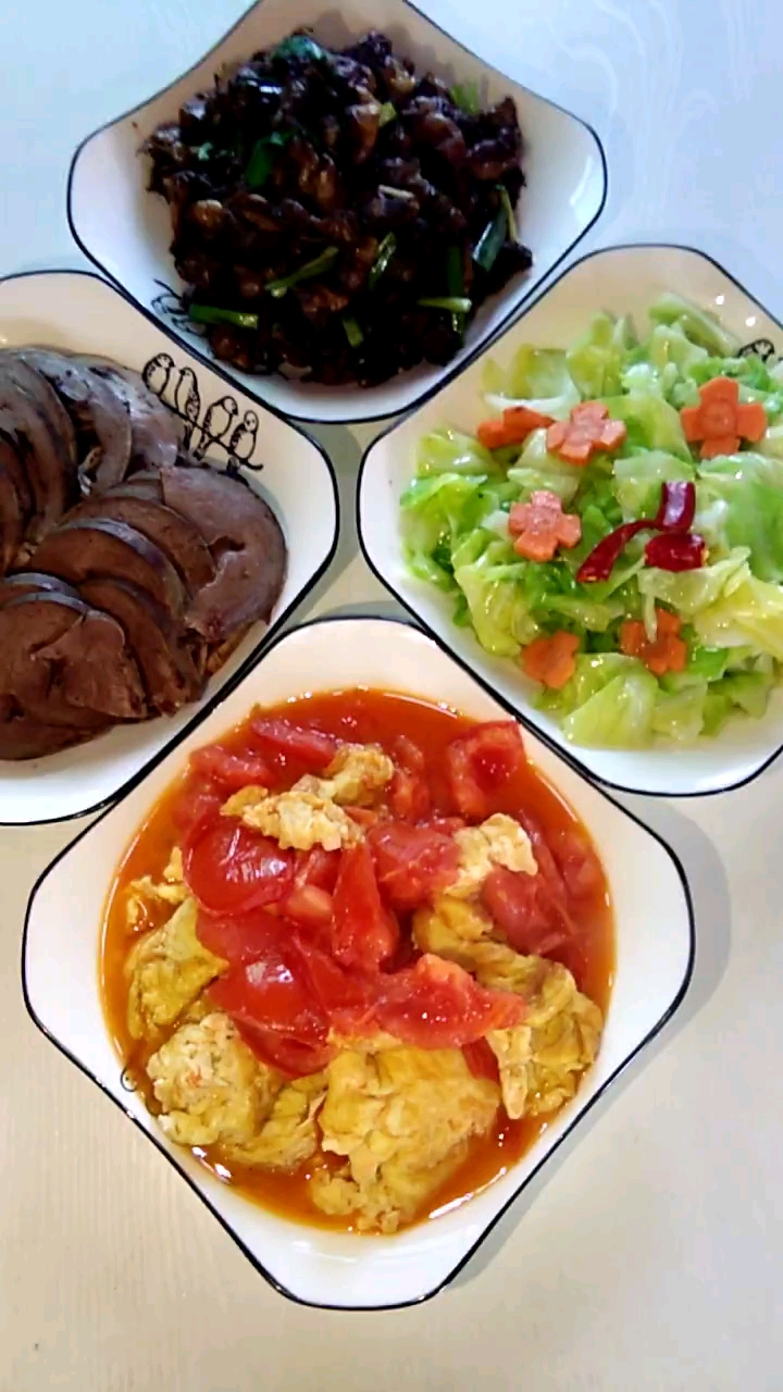 家常菜, 西红柿炒鸡蛋,猪心蘸酱,雄蚕蛾,大头菜