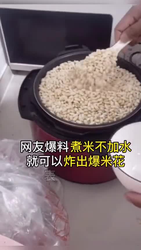 现在流行用电饭锅制作爆米花电饭锅里倒入米粒,制作出爆米花浪费一个锅