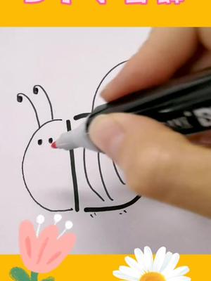 马克笔画蜜蜂,低幼儿童字母画,好玩简单#绘画教程 #画画 #儿童创意绘画 