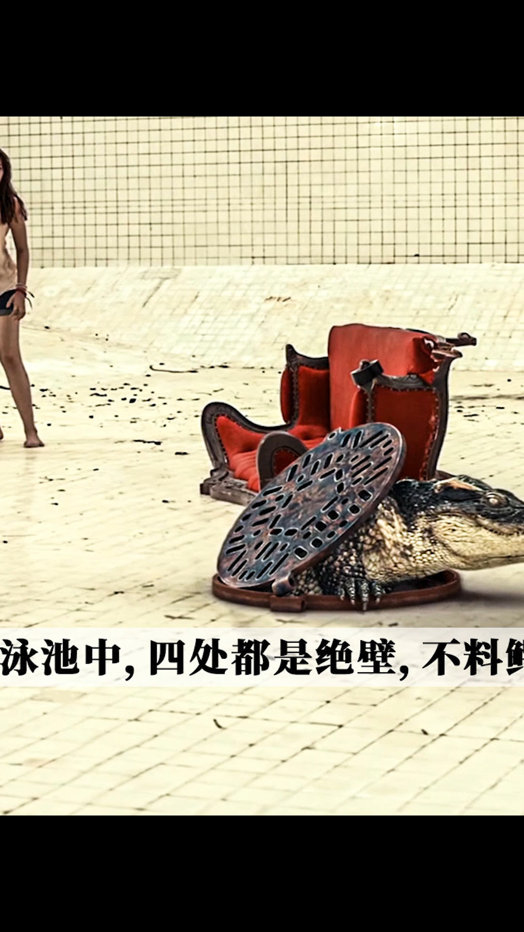 #电影解说#六米深的泳池里，鳄鱼成为一对情侣不速之客