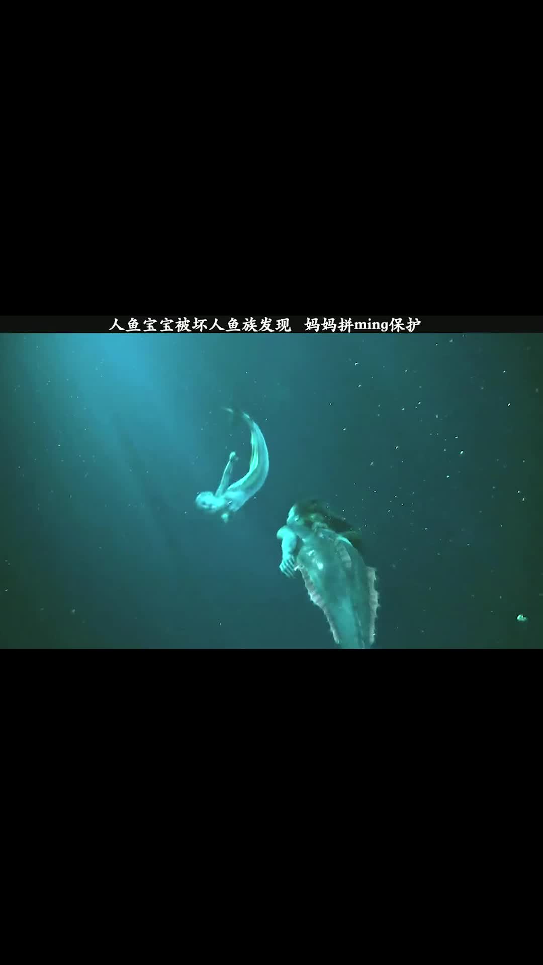人鱼宝宝被坏人鱼攻击,妈妈拼命保护