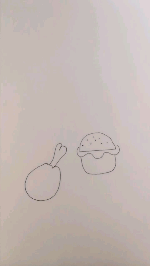 #感恩有你#简笔画～汉堡-鸡腿