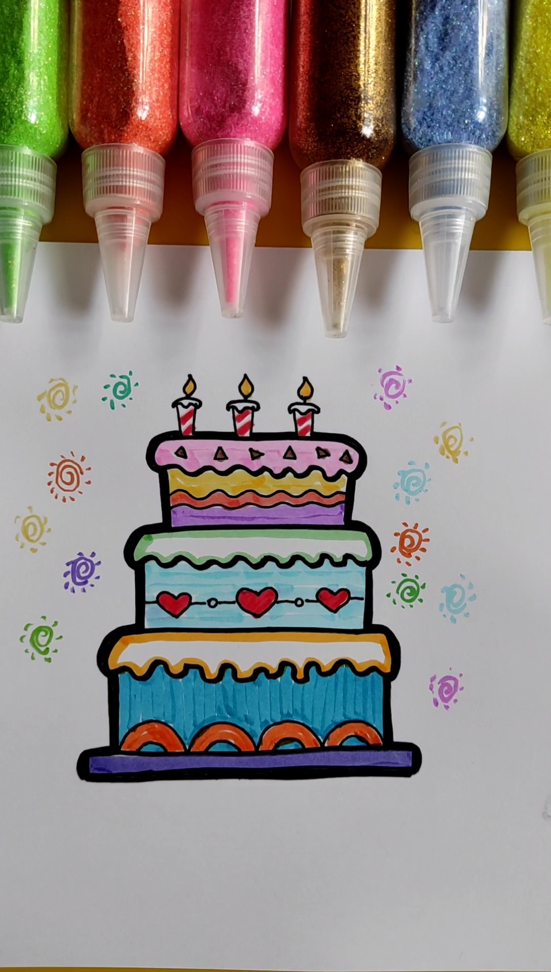 #简笔画#简笔画生日蛋糕,祝你生日快乐!