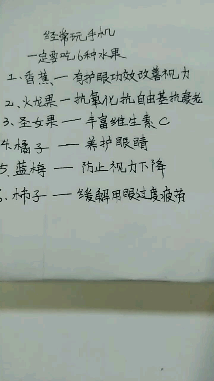 经常玩手机一定要吃的六种水果。。