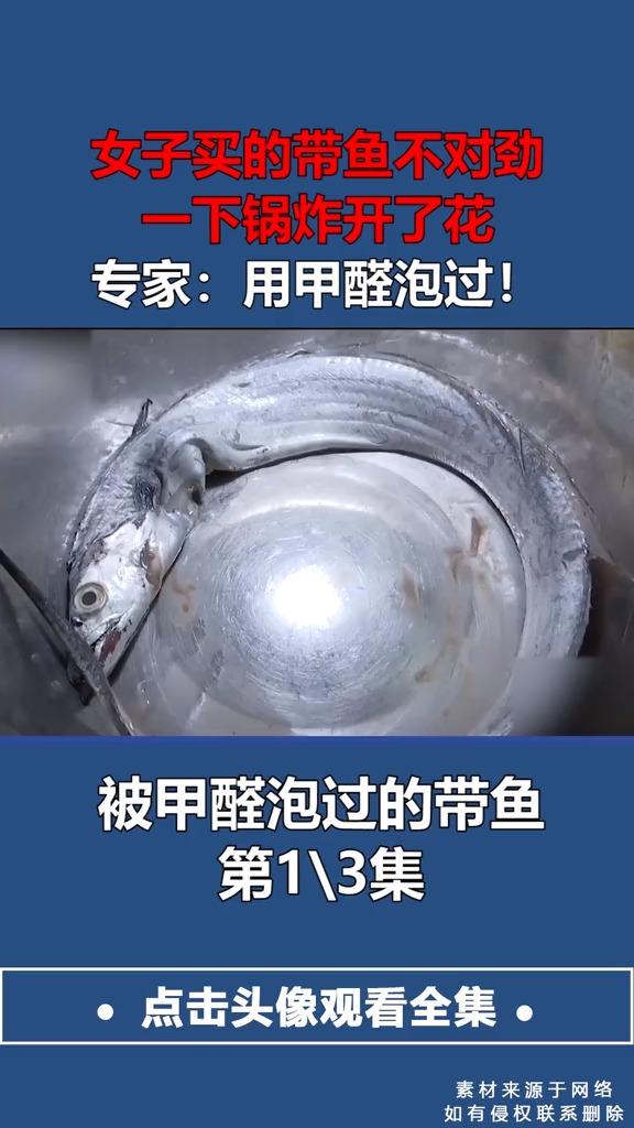 女子买的带鱼不对劲,一下锅炸开了花,专家:用甲醛泡过!