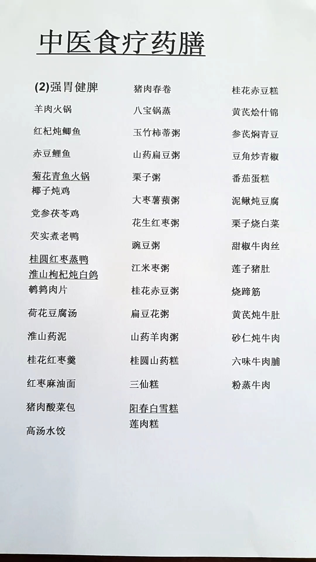 中医食疗药膳一一2,强胃健脾。