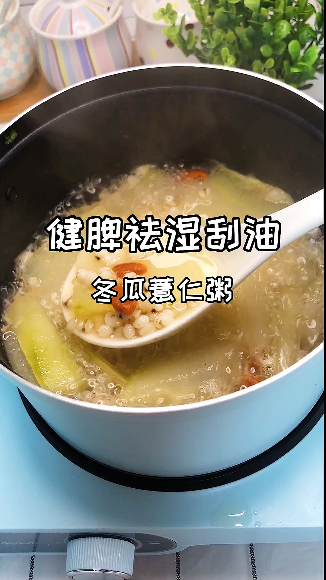 #再不减肥就晚了#冬瓜去水肿,薏仁祛湿,冬瓜皮刮油,减脂期一定要学会煮这碗粥,祛湿排毒肥肉