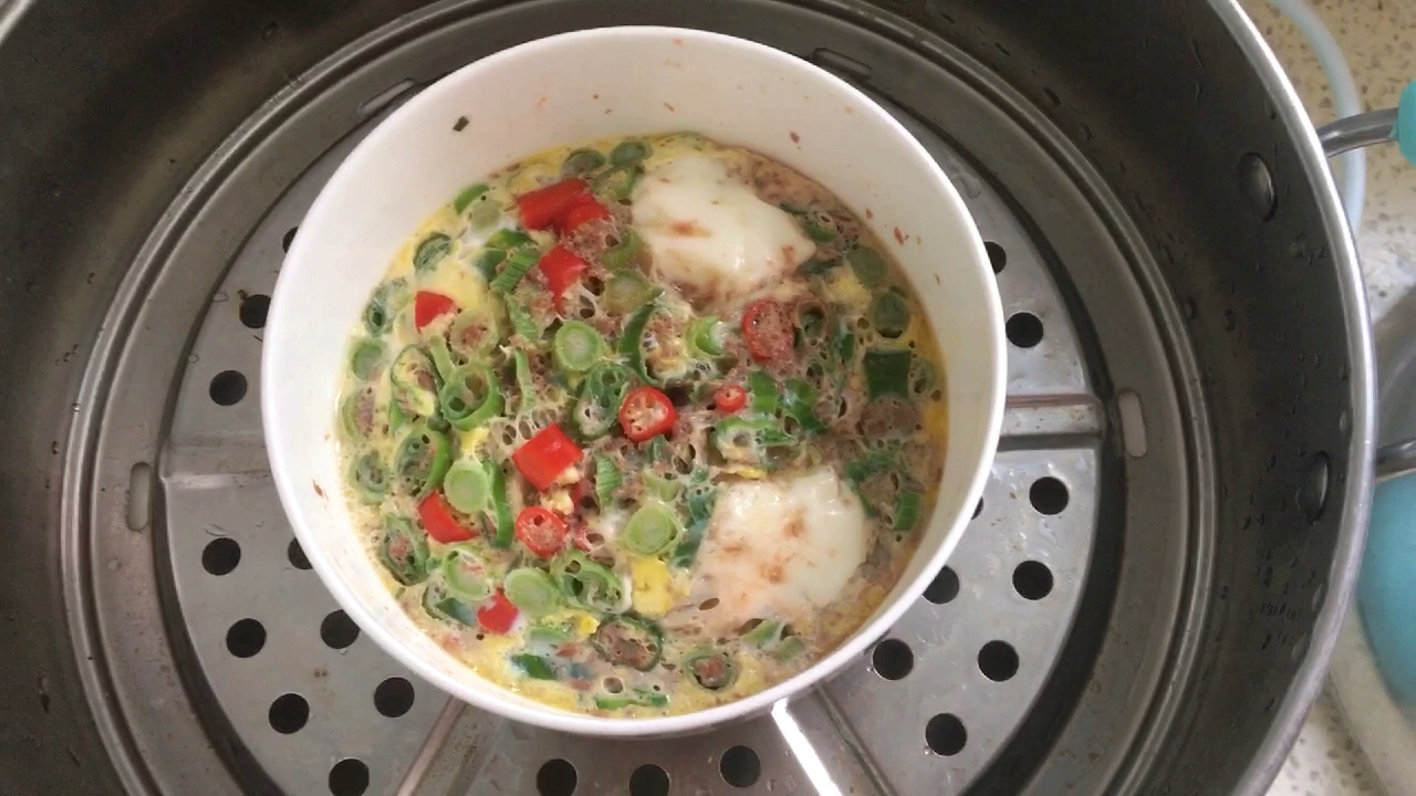 自己腌的虾酱蒸鸡蛋真是太鲜啦