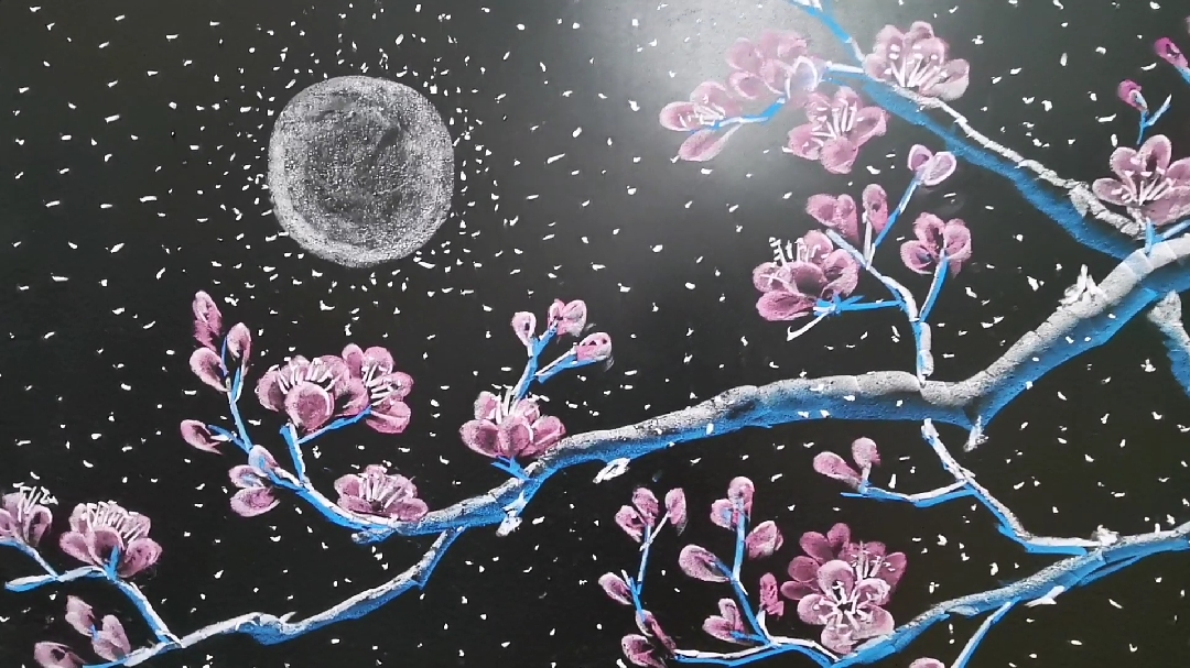好漂亮的粉笔画     傲雪梅花      梅花不屈不饶、坚贞不屈