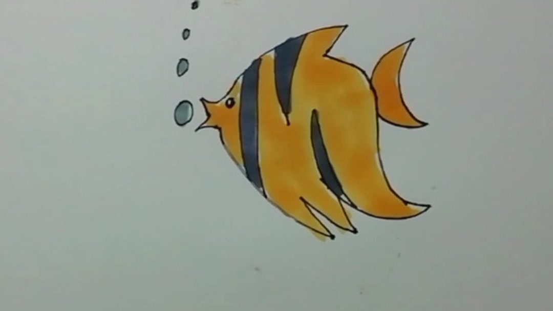 动物系列,简笔画上色鱼的画法,简单快速