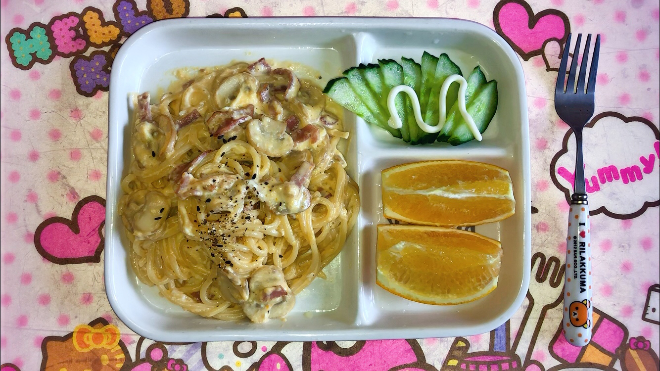 宝宝爱吃的奶油蘑菇培根意大利面,美味又健康
