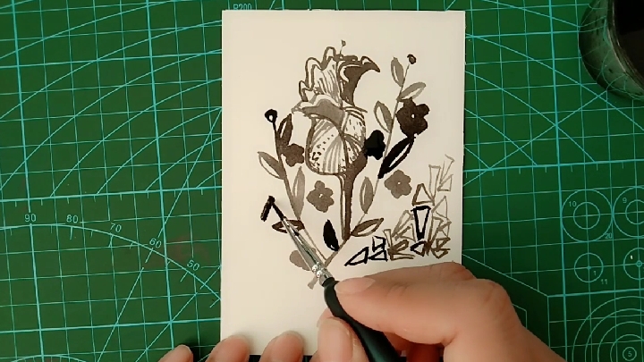 临摹名家手绘黑白小花作品,积累治愈系手帐手抄报素材