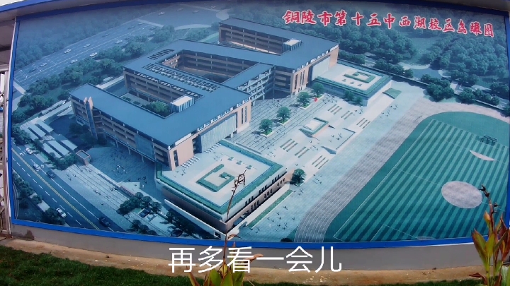 铜陵市15中西湖校区,旺友看到鸟瞰图,还有中国山水画太意外了