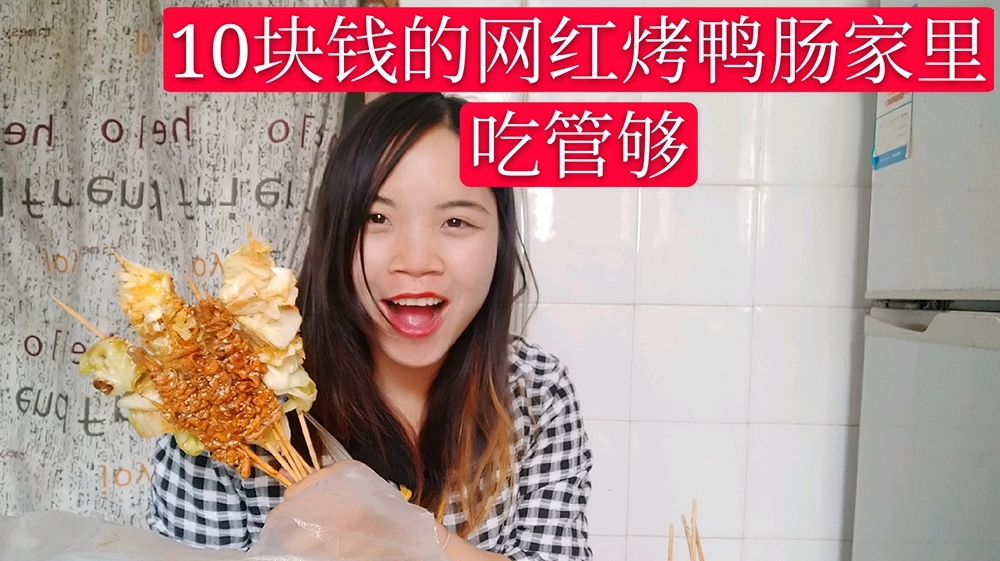 原材料10块钱PK网红烤鸭肠管吃