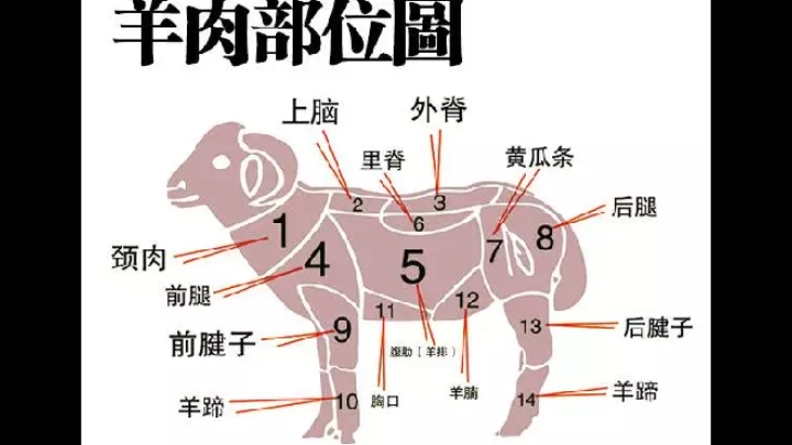 最齐全的羊肉16个部位图解  真正的教您如何食用羊肉