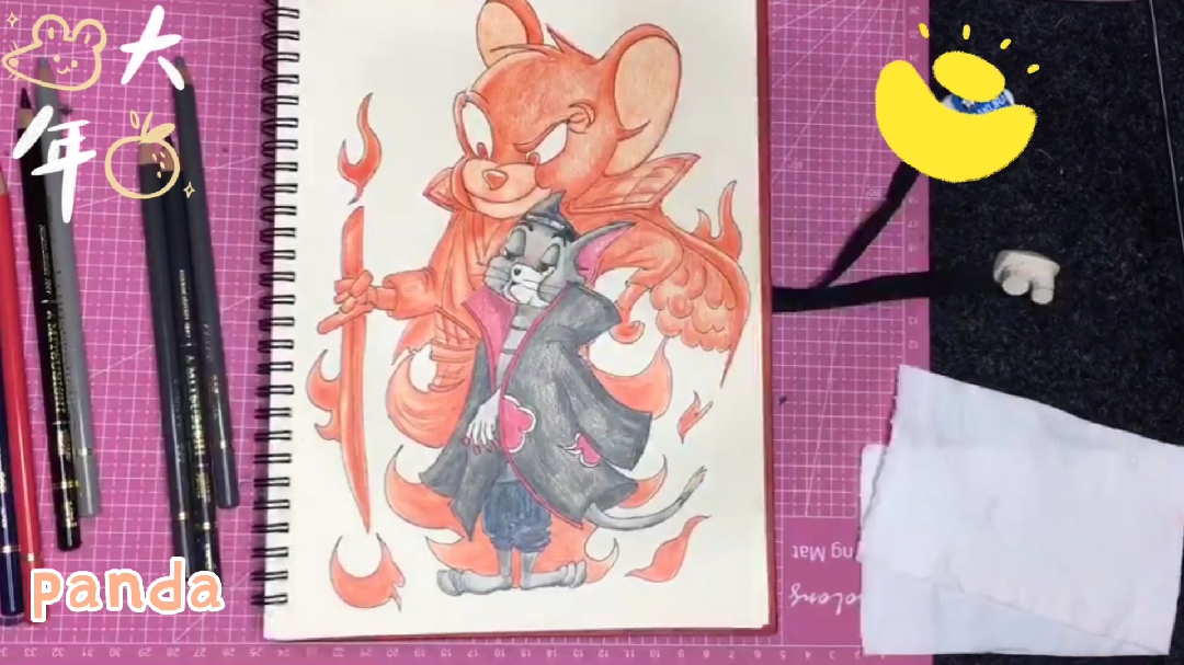 (火影鼬)汤姆猫的改编网图,素描上色教程,需要的保存收藏哦!