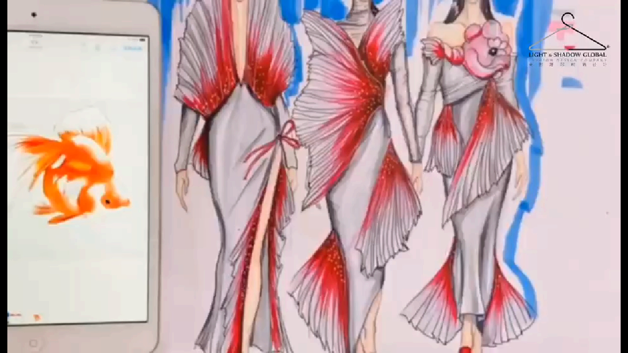 以金鱼为灵感展示了设计的整个流程-服装设计灵感来源