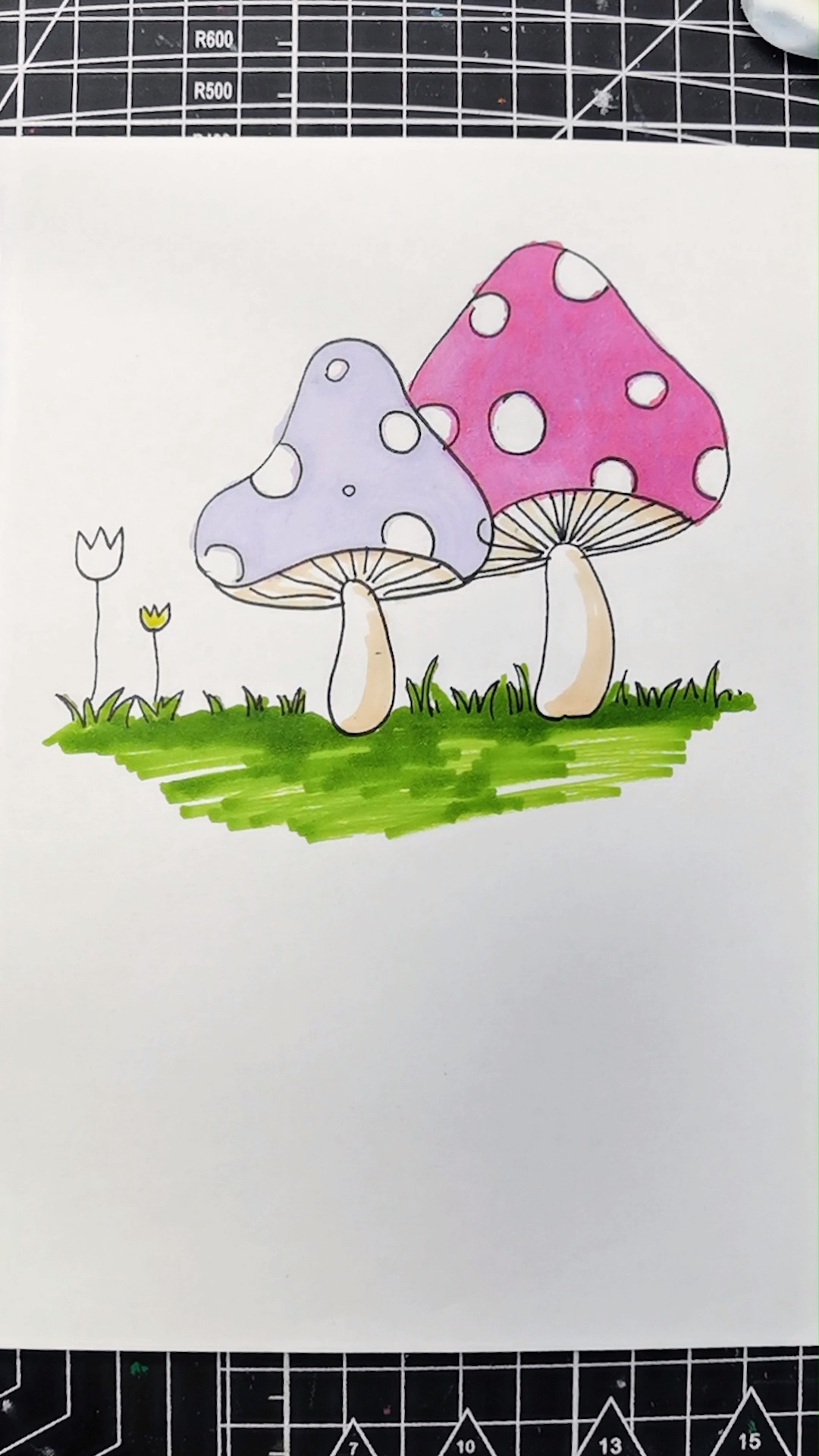 #创意简笔画#简笔画|马克笔彩色蘑菇!