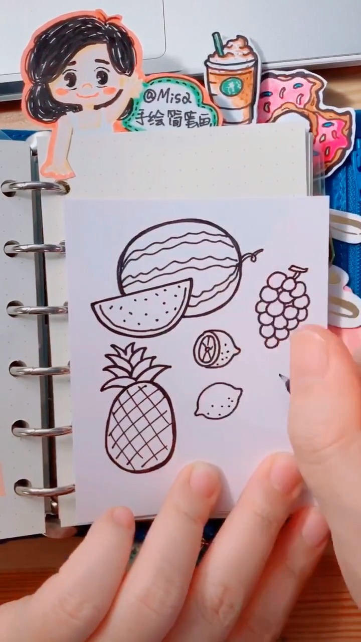 #手绘教程#手绘了满满一冰箱哒食材周末愉快手账素材手绘简笔画手账手绘素材手工创意美术