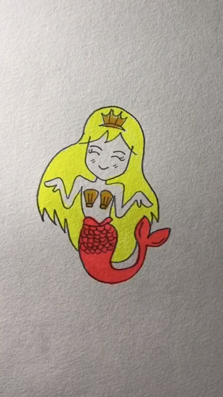 教孩子画个人鱼公主!!