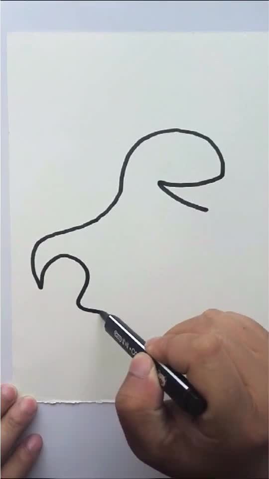 亲子育儿简笔画,教你画霸王龙的简笔画教程,跟我一起画起来,非常简单