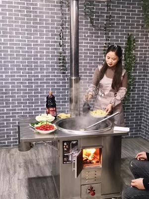 #农家柴火灶 #秋冬款柴火灶 #铁锅炖 #移动不锈钢灶台