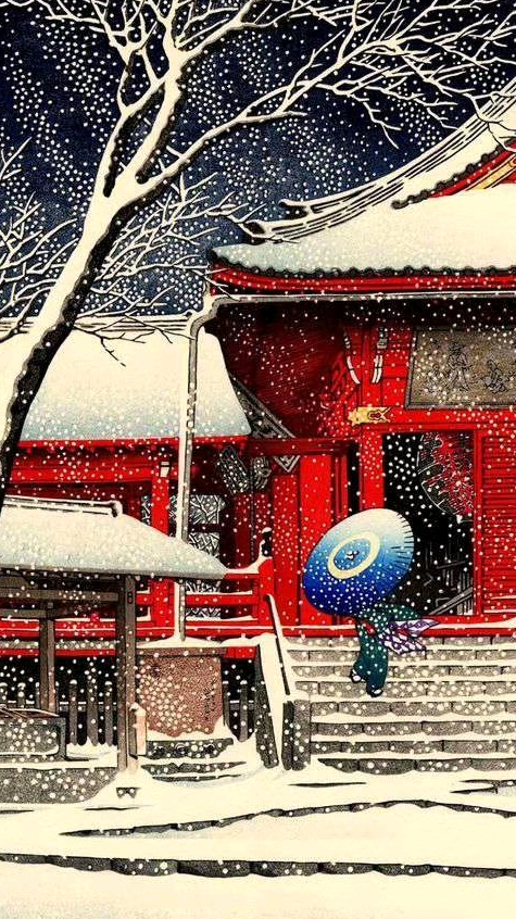 #心情插画#浮世绘:雪景