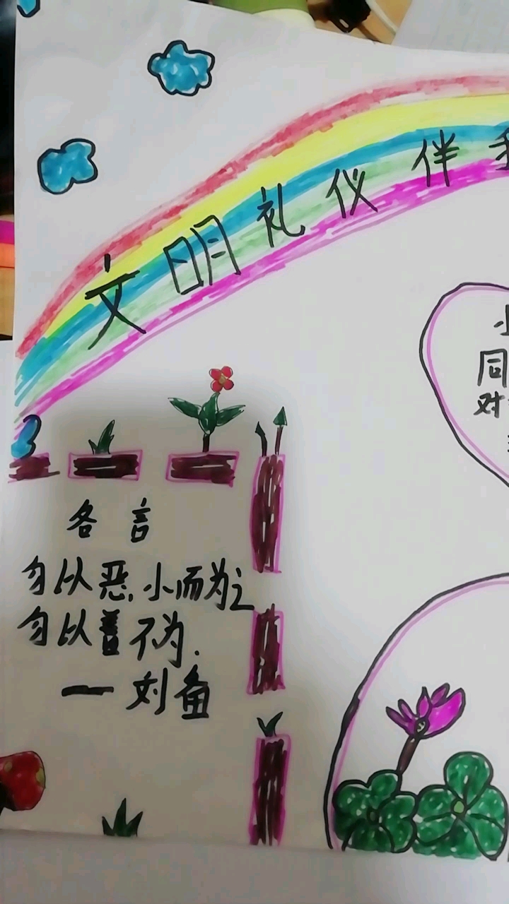 看看小朋友画的手抄报。