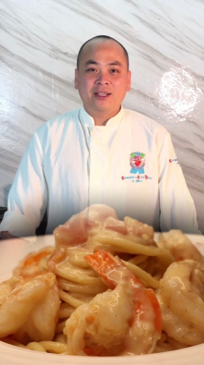#美食#“鲜虾芝士焗意大利面”的家庭做法,在家也能做出浓香鲜美的意面