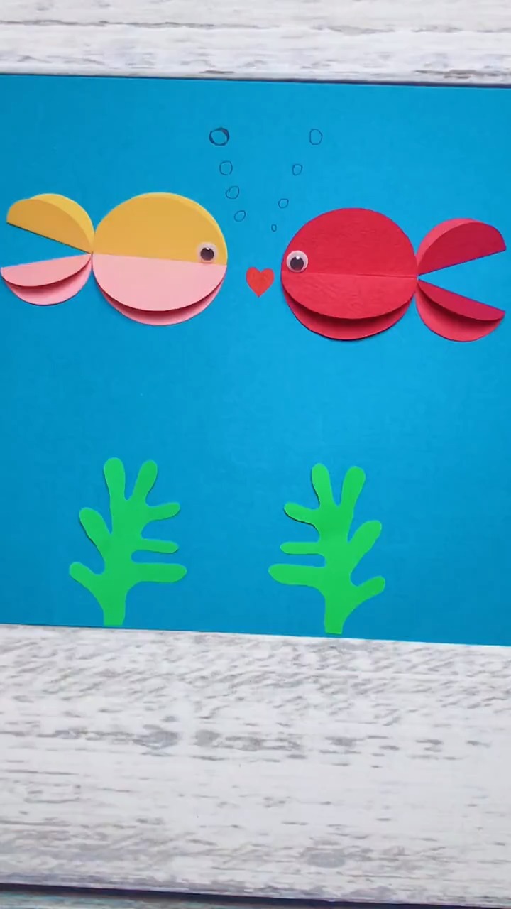 #手工折纸#用圆形卡纸轻松做可爱的小鱼儿