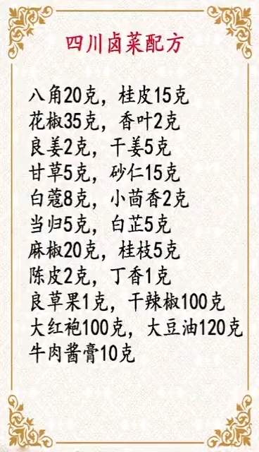 四川卤水绝密配方,想开店的朋友快收藏