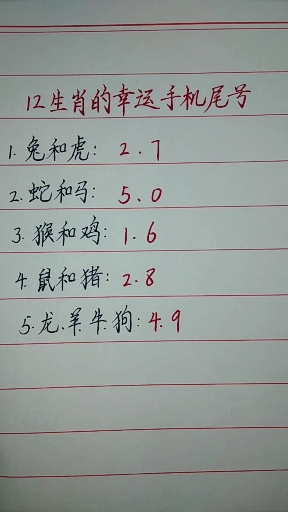 十二生肖幸运手机号