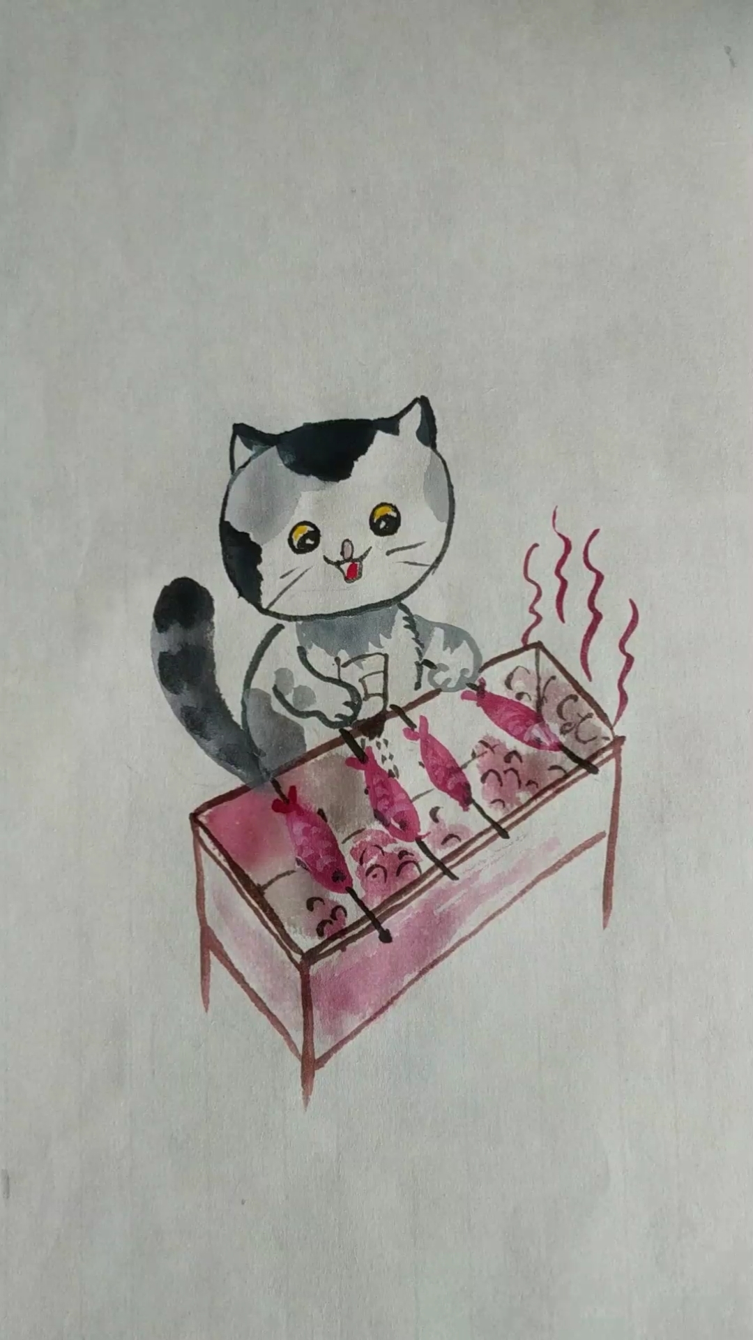 #画画原来如此简单#冬天吃烤鱼啦