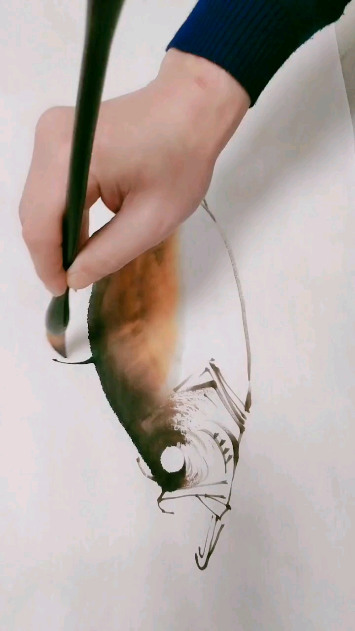 #中国画#如何画出写实鳜鱼?