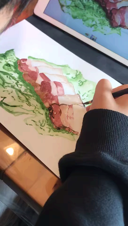 #猪肉火了#没办法最近猪肉上涨太厉害,吃不起,只能画来解馋