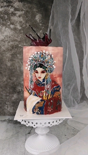 戏曲风浮雕蛋糕,零基础学员作品。 #手绘蛋糕# #生日蛋糕# #甜品# #甜品台