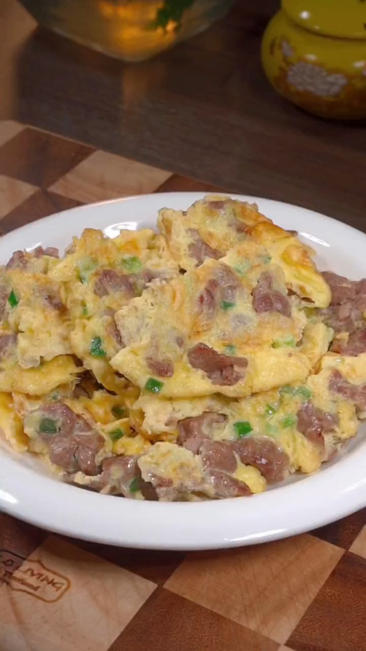 鸡蛋肉饼,太香了