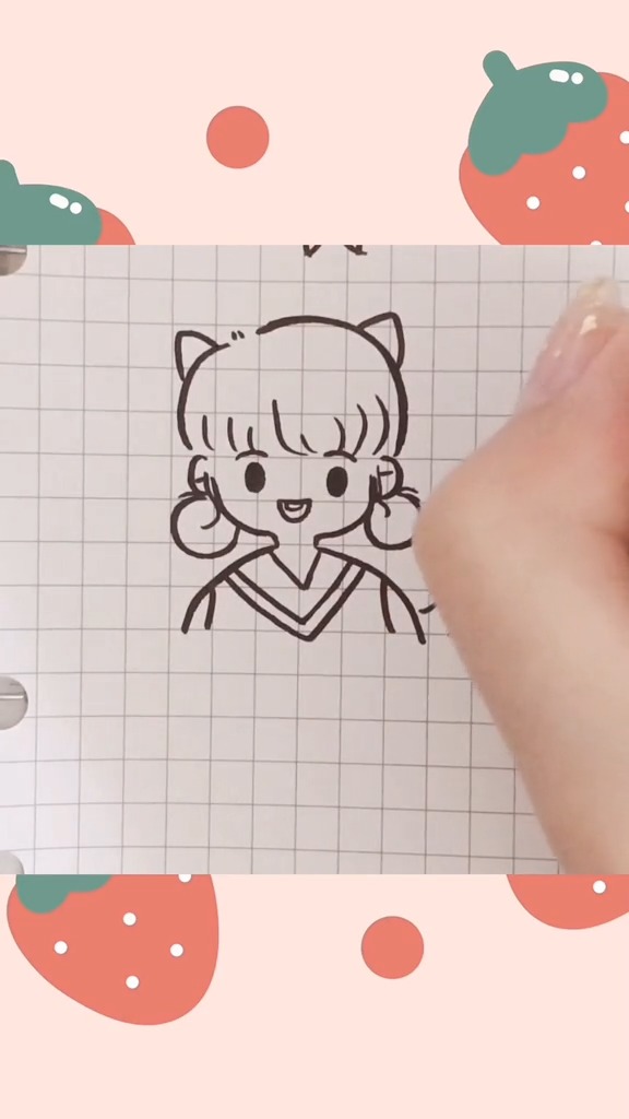 今天教大家画可爱的猫耳女孩简笔画