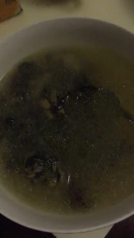 晚饭,自己做的乌鸡汤