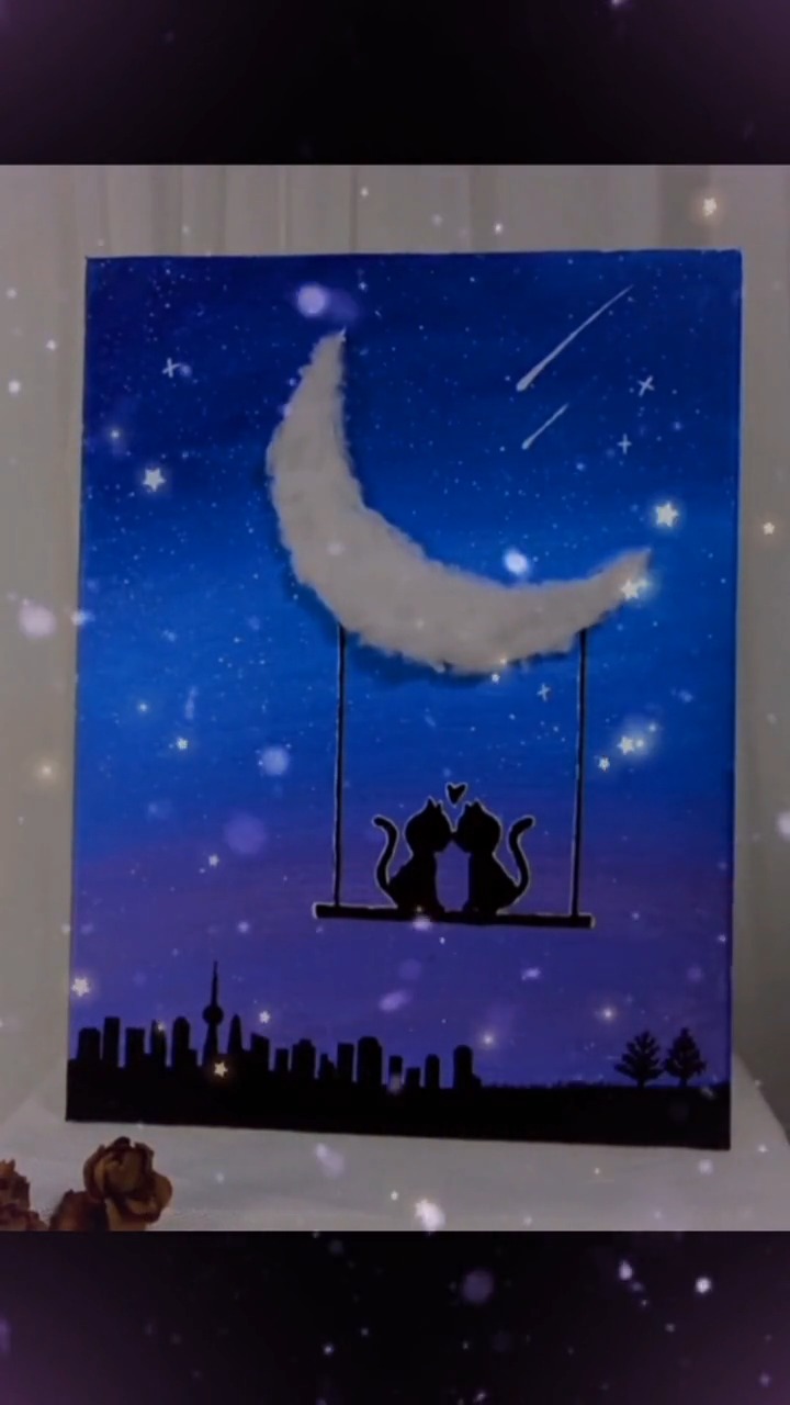 丙烯彩绘:猫咪都恋爱了,你还在等什么呢?