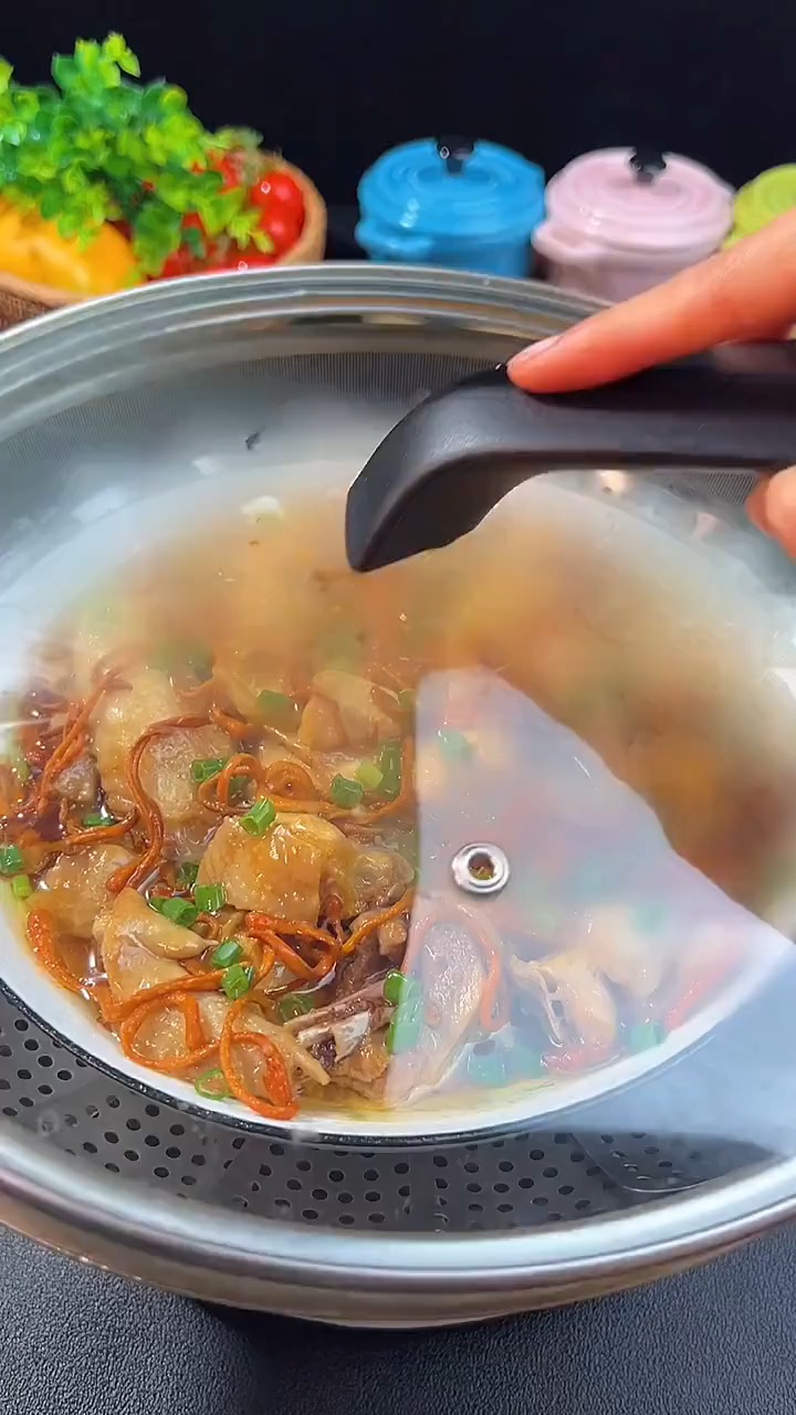 广式虫草花蒸鸡肉正确的做法简单营养又好吃在家也能做出饭店的味道大人小孩都爱吃广式