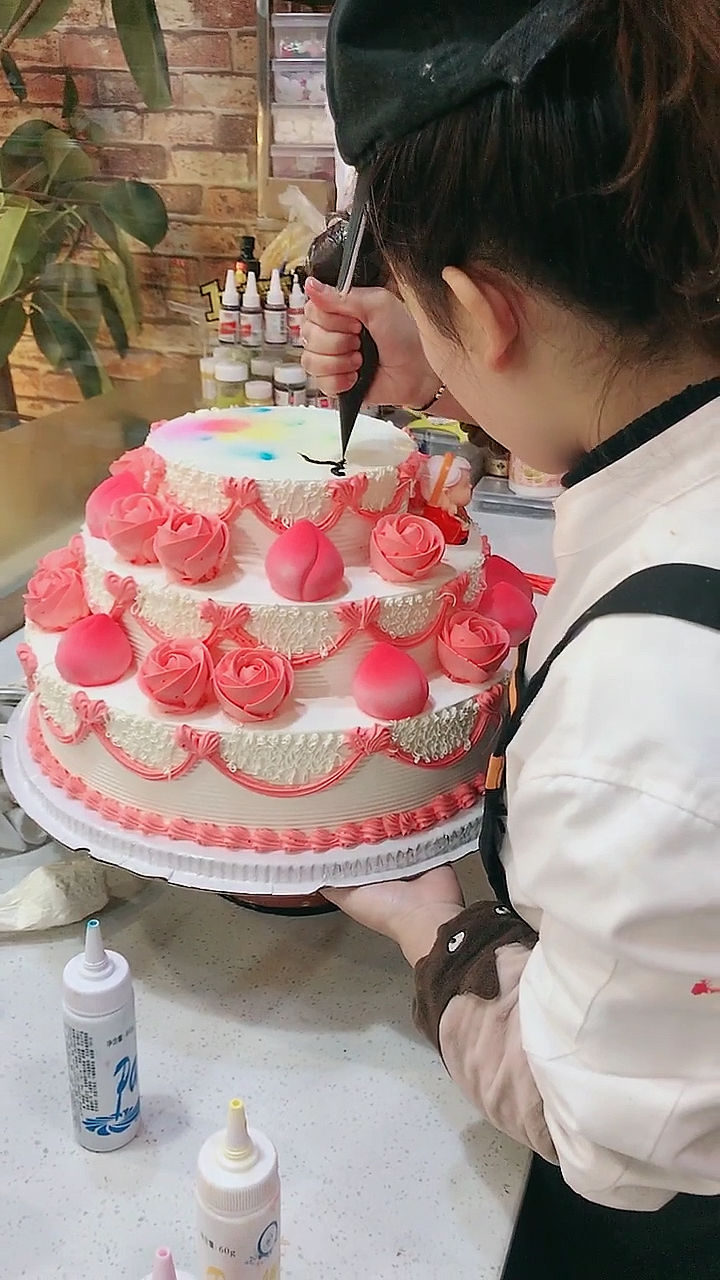 #生日蛋糕#三层祝寿款蛋糕教程来袭